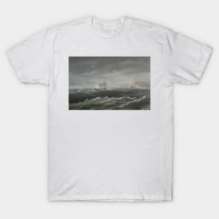 Shipwreck Near a Rocky Coast by Thomas Birch T-Shirt